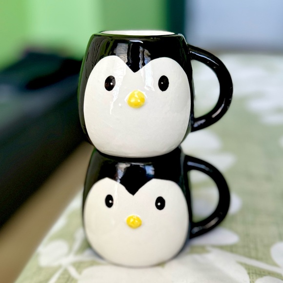 Cute Penguin Ceramic Mini Espresso Kitchen Dining Mug Set of 2 - Picture 2 of 6